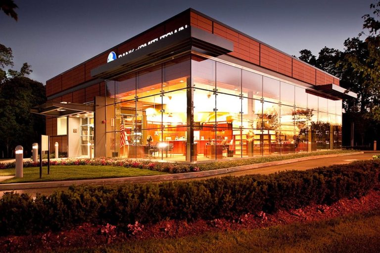 Bank of Smithtown nighttime exterior shot