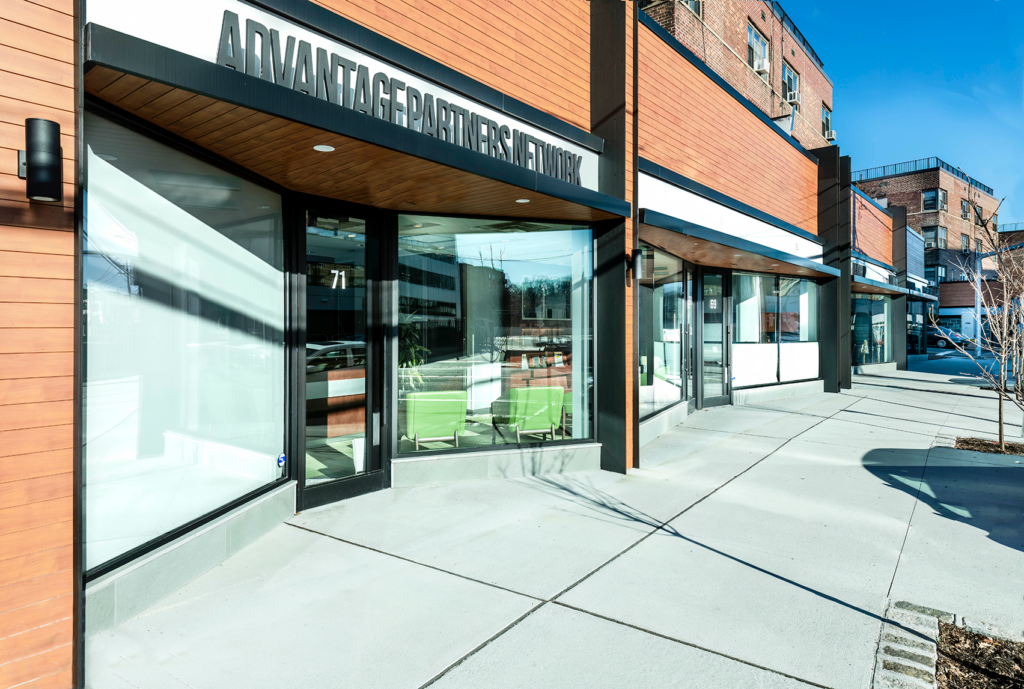 Cuttermill shopping center luxury retail renovation facade